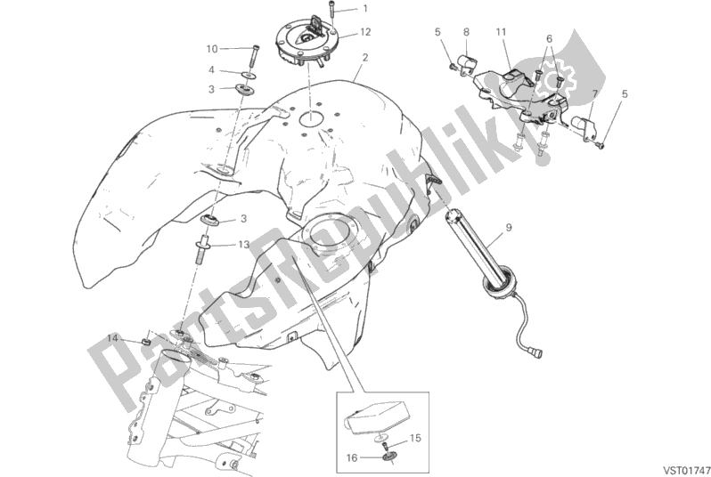 Toutes les pièces pour le Réservoir D'essence du Ducati Multistrada 1260 S ABS USA 2019
